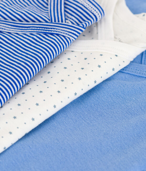 Set van 3 katoenen overslagbody's met print en korte mouwen variante 1