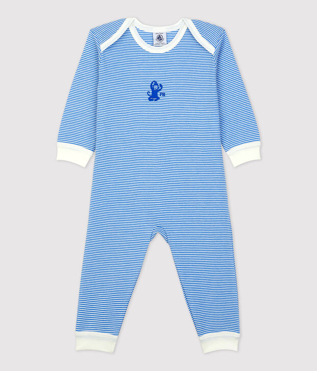 Slaappakje zonder voetjes voor baby's in biokatoen blauw/wit