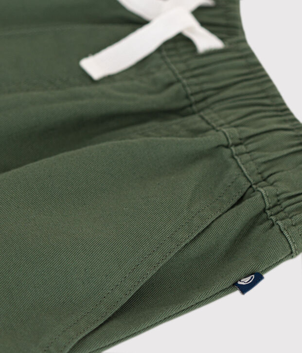 Short en twill de coton et lin enfant vert