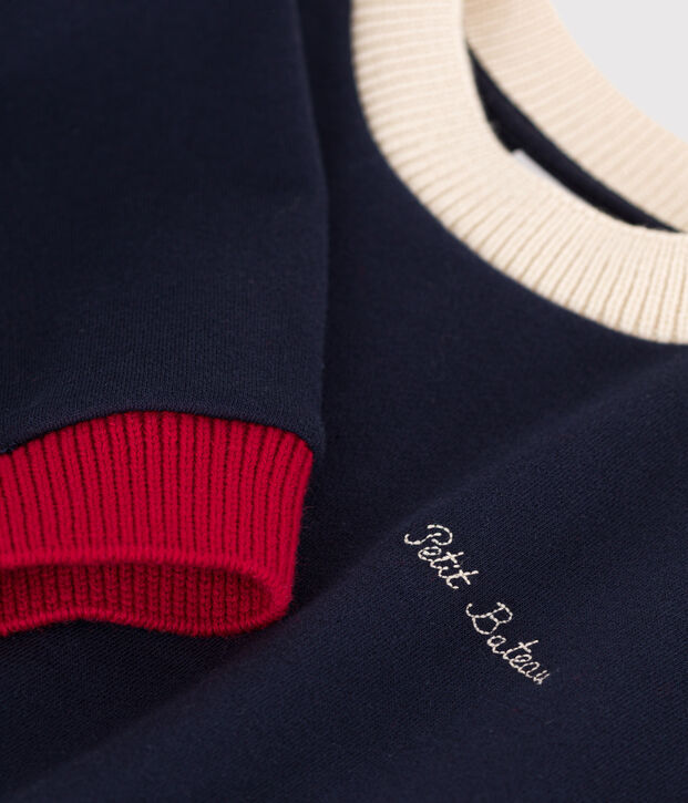 Sweatshirt imprim&eacute; en molleton enfant fille / gar&ccedil;on bleu marine