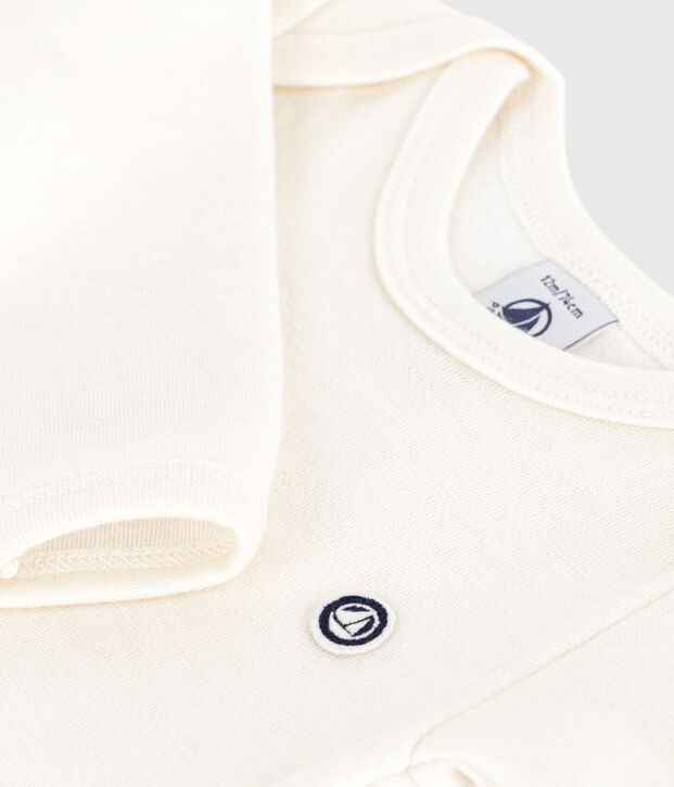 Babybody met lange pijpen in wol en katoen beige