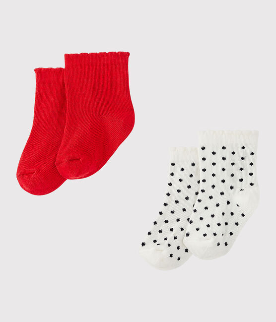Set van twee paar sokken voor babymeisjes wit LOT