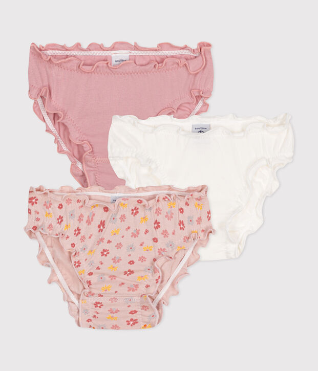 Set van 3 katoenen slipjes met ruches voor kinderen multicouleur