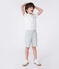 Effen katoenen polo met korte mouwen voor kinderen wit MARSHMALLOW