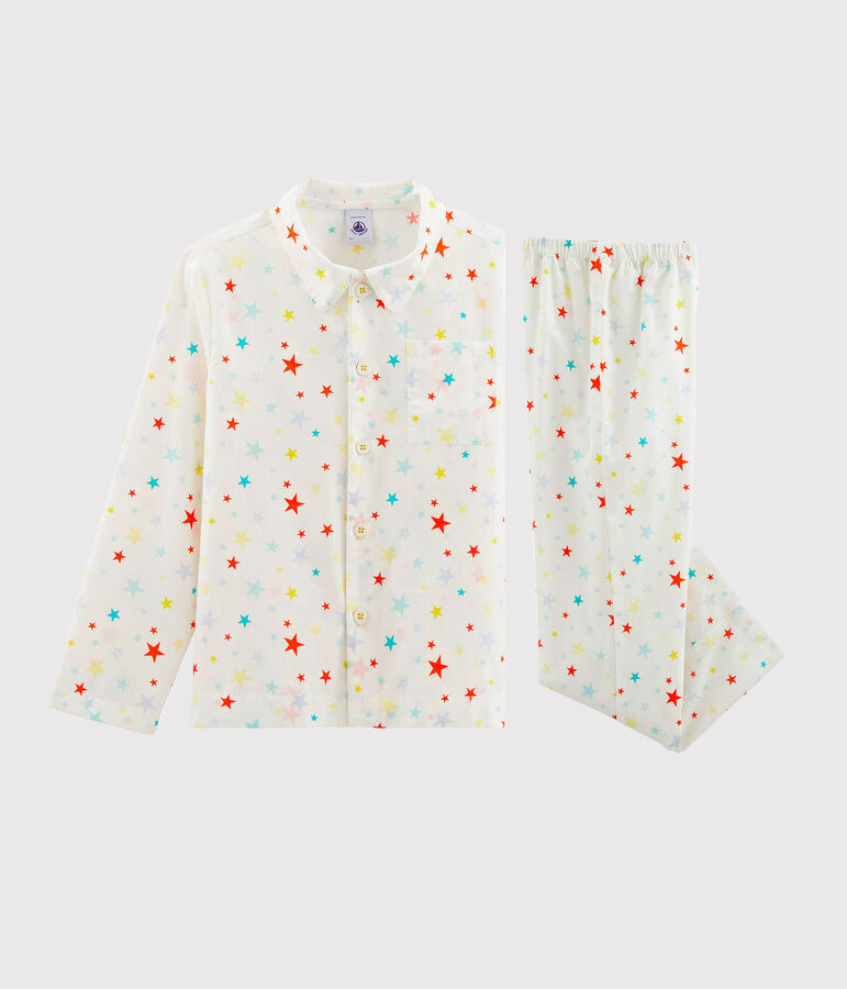 Pyjama petit gar&ccedil;on en twill blanc/multicouleur