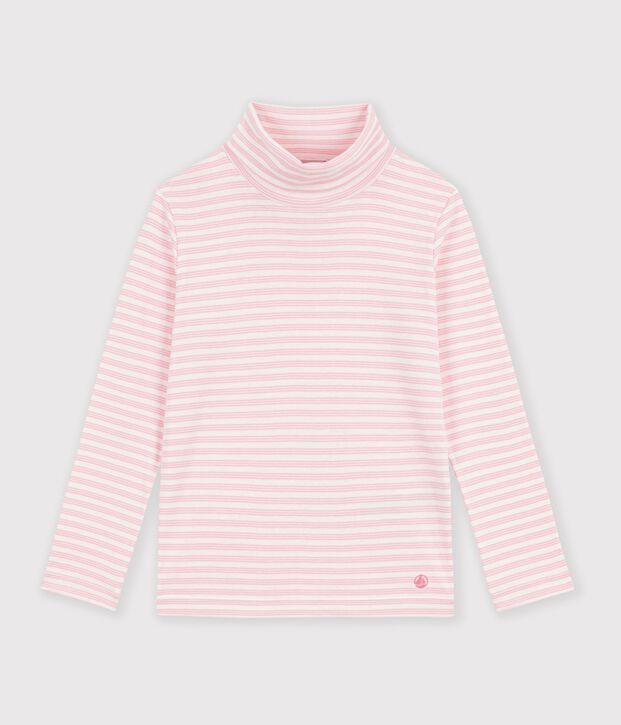 Gestreept katoenen coltruitje voor kinderen roze/roze