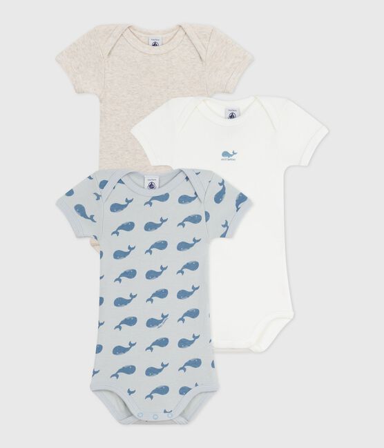 Setje van katoenen body's met korte mouwen en walvisprint voor baby's variante 1
