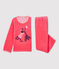 Roze fluwelen meisjespyjama met welp motief roze CARMEN