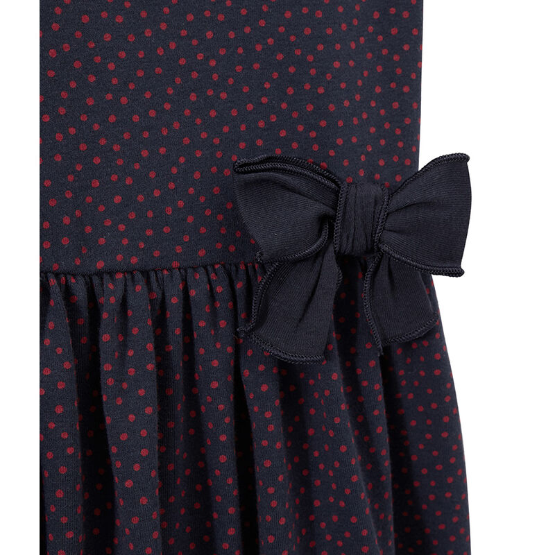 Robe fille &agrave; pois bleu/rouge