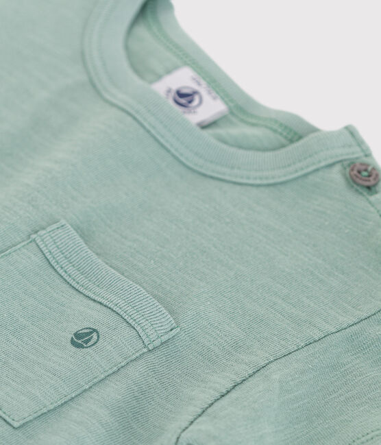 Effen katoenen T-shirt met korte mouwen voor baby's groen PAUL