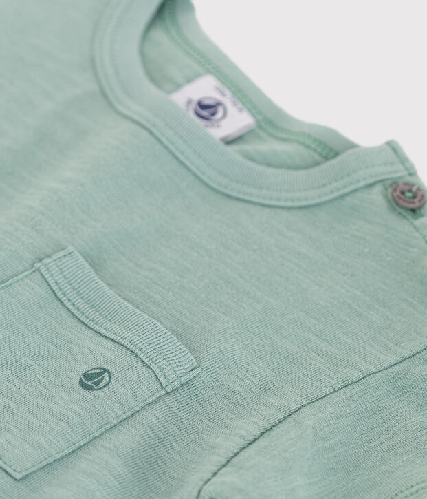Tee-shirt b&eacute;b&eacute; en coton &agrave; manches courtes uni vert