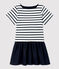 Robe en jersey et gaze de coton bio enfant fille blanc/bleu