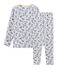 Pyjama en côte gris POUSSIERE/blanc MULTICO