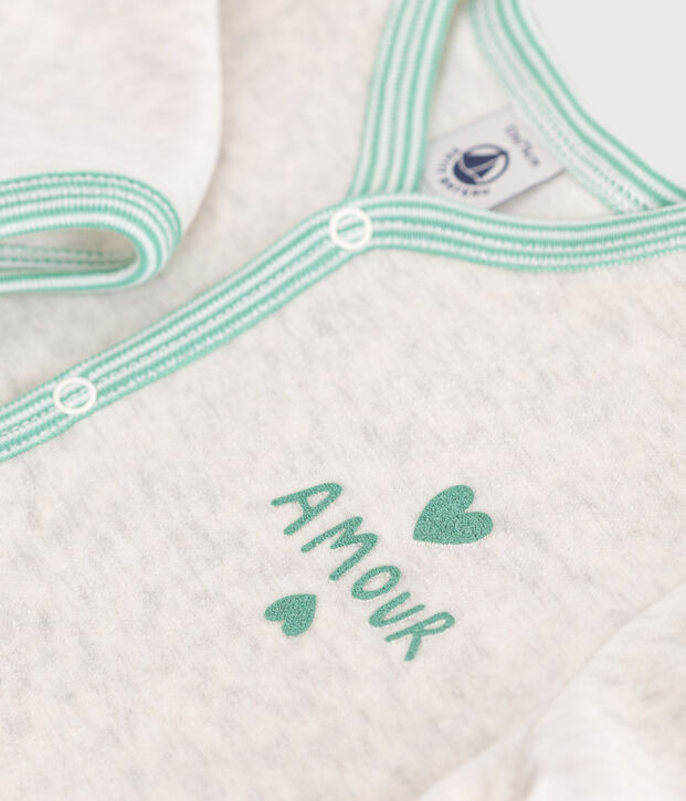 Pyjama b&eacute;b&eacute; en velours uni beige chin&eacute;