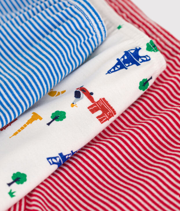 Lot de 3 shorties Paris en coton enfant multicouleur