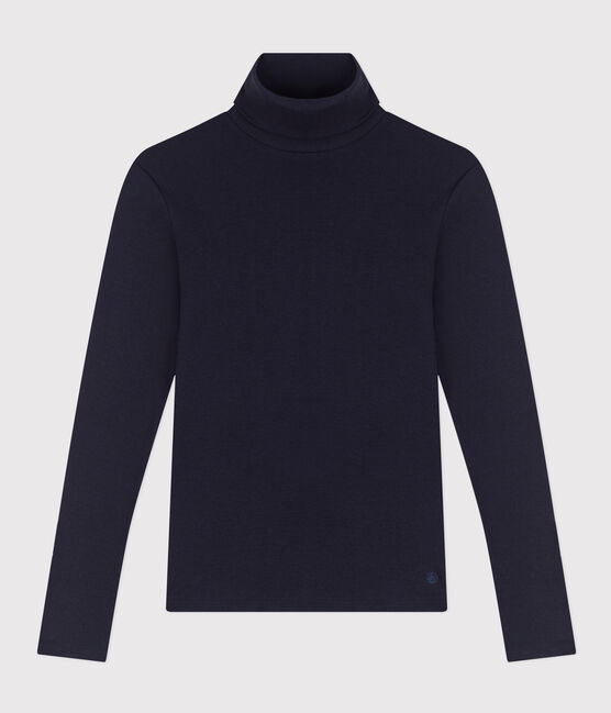 L'ICONIQUE, dames-T-shirt met rolkraag in katoen blauw SMOKING