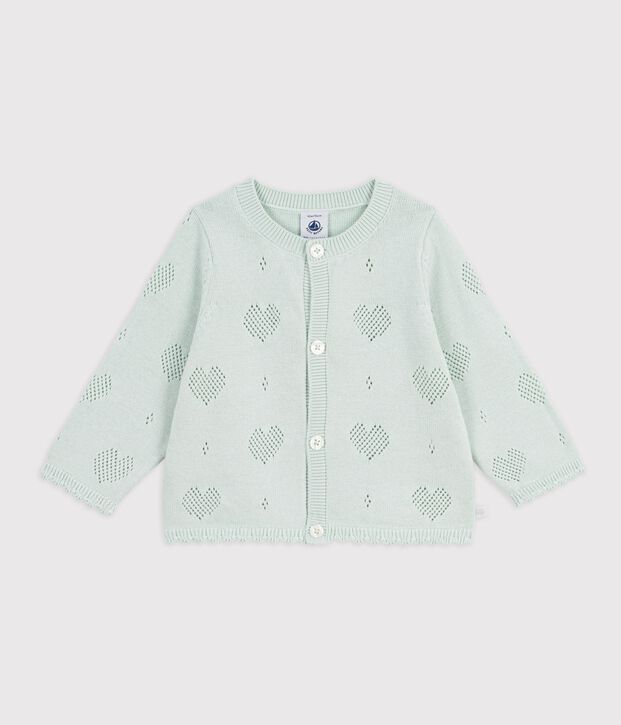 Katoenen babyvestje met hartjesmotief groen