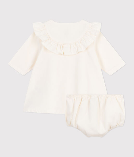 Feestelijk fluwelen babyjurkje met borduursel en bloomer ecru MILK