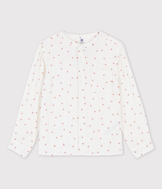 Chemise imprimée en gaze de coton enfant garçon blanc MARSHMALLOW/rouge OMBRIE
