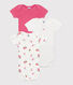 Lot de 3 bodies manches courtes en coton fleuri bébé