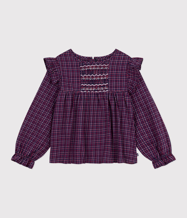 Flanellen geruit bloesje met lange mouwen voor kinderen blauw/multicouleur