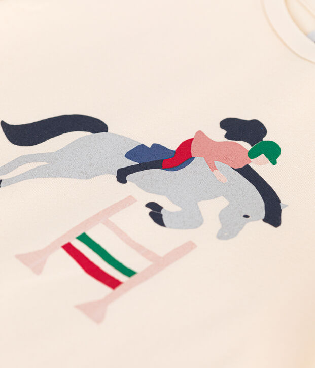 Meisjes-T-shirt van jersey met korte mouwen ecru