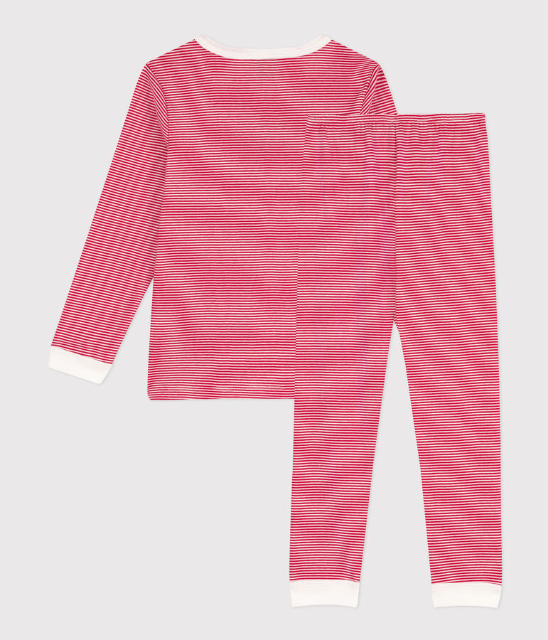 Pyjama milleraies en coton enfant rouge/blanc