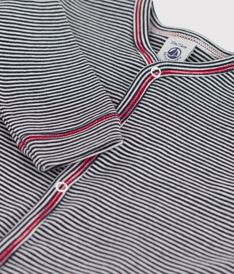 Dors-bien sans pieds &agrave; rayures b&eacute;b&eacute; en coton bleu/blanc