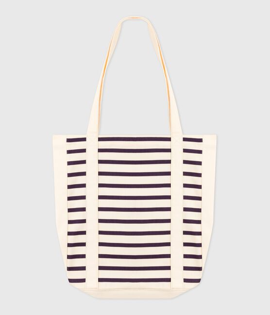 Gestreepte totebag van geweven stof voor volwassenen blauw MARSHMALLOW/ SOIR
