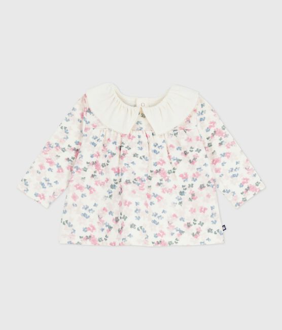 Katoenen babybloesje met lange mouwen en bloemenprint MILK/ MULTICO