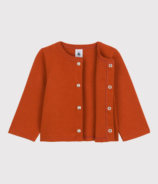 Cardigan b&eacute;b&eacute; uni en jersey &eacute;pais marron