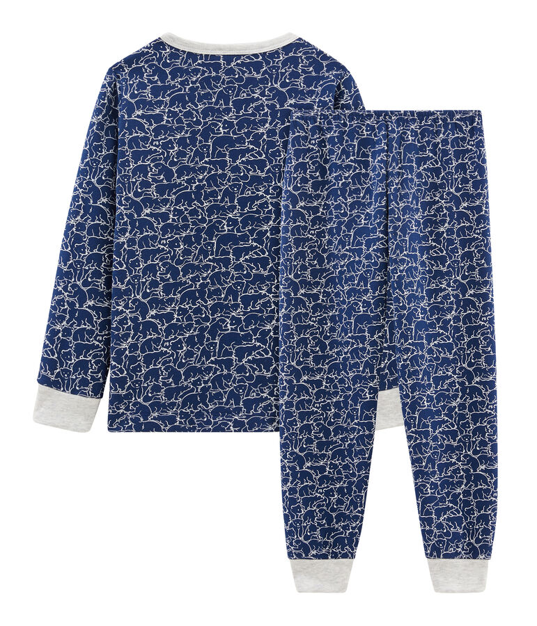Pyjama petit gar&ccedil;on en molleton bleu MAJOR/blanc MARSHMALLOW