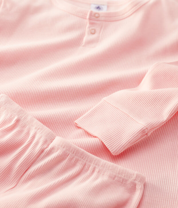 Pyjama uni  en coton et lyocell enfant rose
