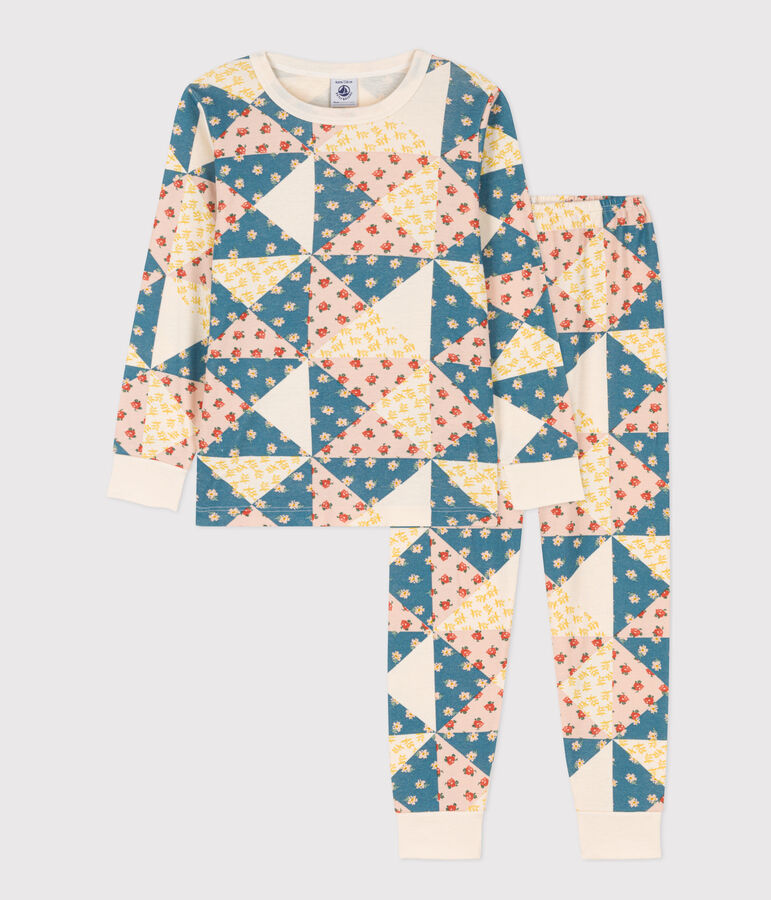 Katoenen patchwork pyjama voor meisjes wit AVALANCHE/ MULTICO