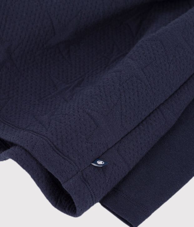Robe enfant en coton manches longues unie bleu marine
