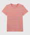 DE STRAIGHT-FIT, T-shirt voor dames met ronde hals in biokatoen roze PAPAYE/ MARSHMALLOW
