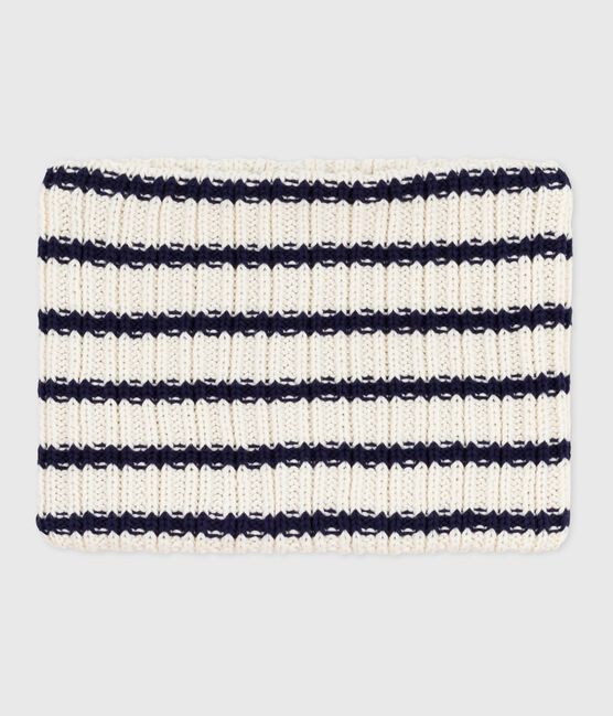 Snood enfant rayé en tricot doublé en polaire bleu MARSHMALLOW/ SOIR