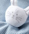 Knuffel van ribstof, de emblematische stof van Petit Bateau. blauw ACIER/wit MARSHMALLOW