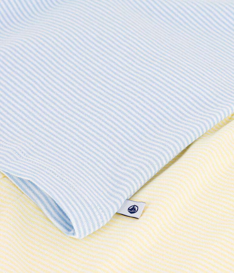 Korte katoenen kinderpyjama met streepjes blauw/multicouleur