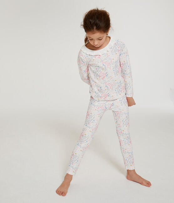 Pyjama meisje van tubic wit MARSHMALLOW/wit MULTICO