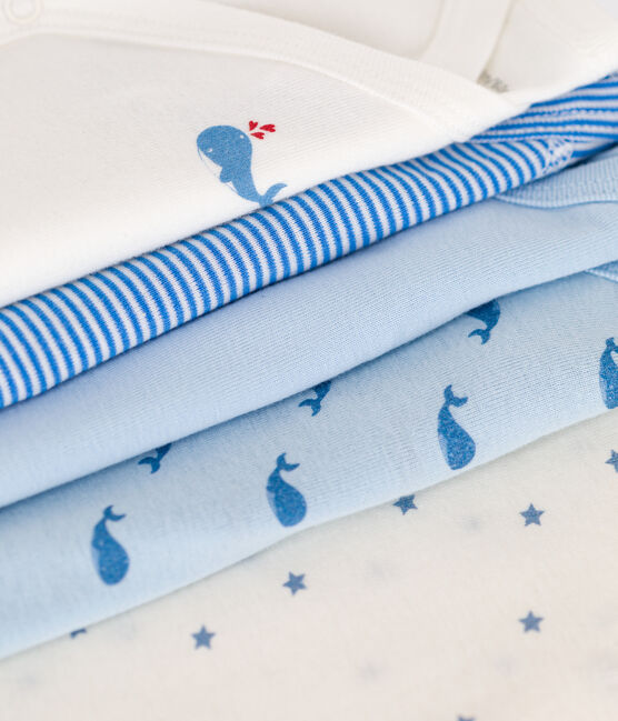 Set van 5 katoenen babyrompertjes met lange mouwen en print variante 1