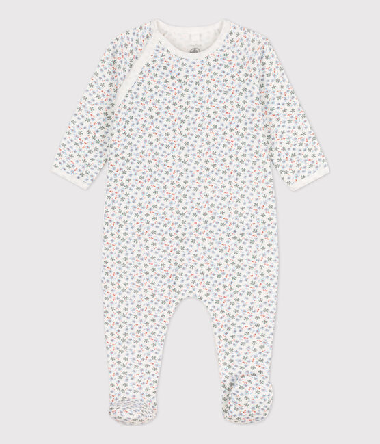 Slaappakje in molton met print voor baby's wit MARSHMALLOW/wit MULTICO