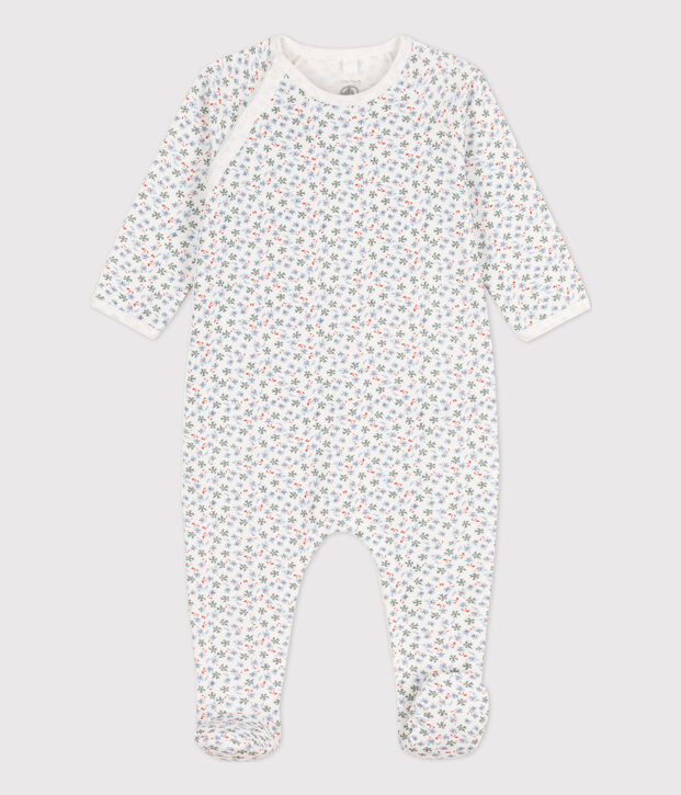 Slaappakje in molton met print voor baby's wit/multicouleur