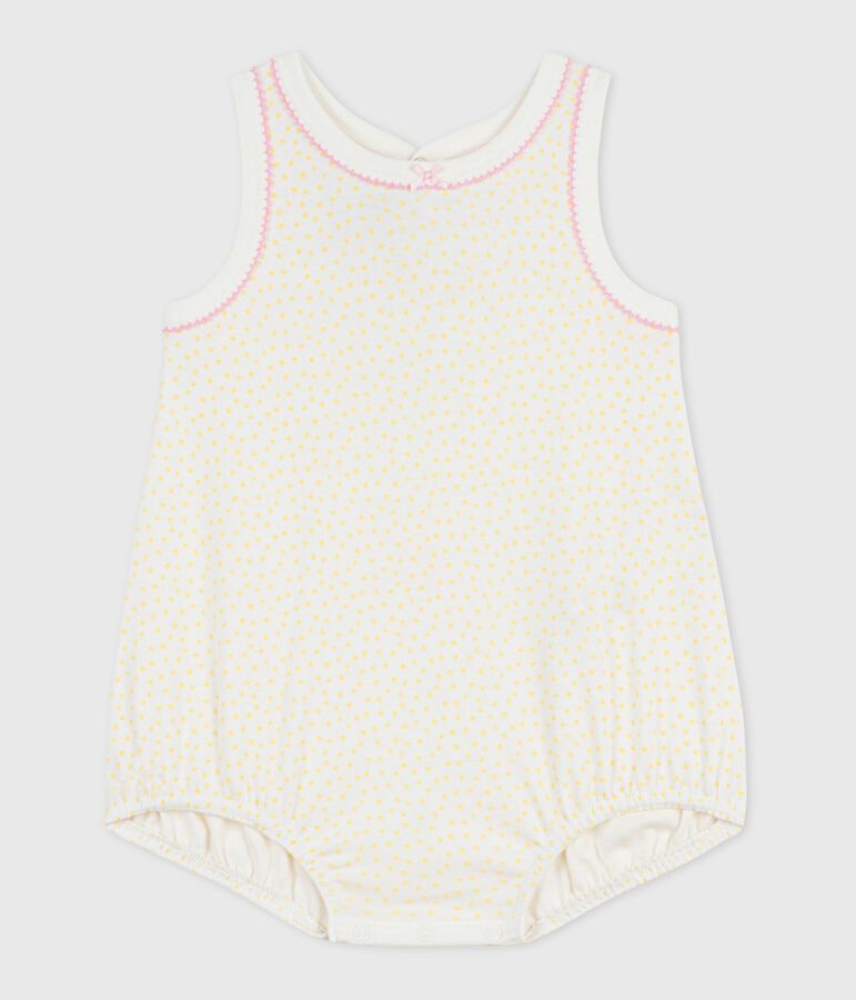 Combinaison courte sans manches b&eacute;b&eacute; en coton jaune/jaune
