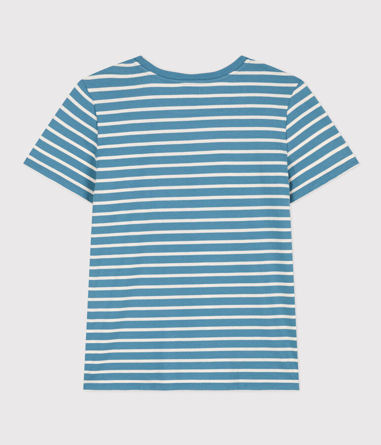 LE DROIT, katoenen T-shirt voor dames met ronde hals blauw/ecru