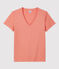 DE STRAIGHT-FIT, T-shirt voor dames met V-hals in biokatoen roze PAPAYE