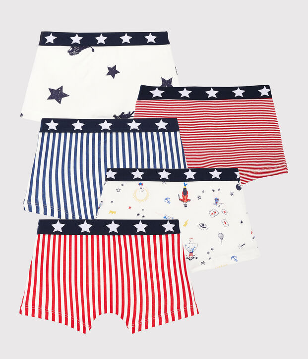 Set van 5 boxershorts voor jongens met feestelijke print multicouleur
