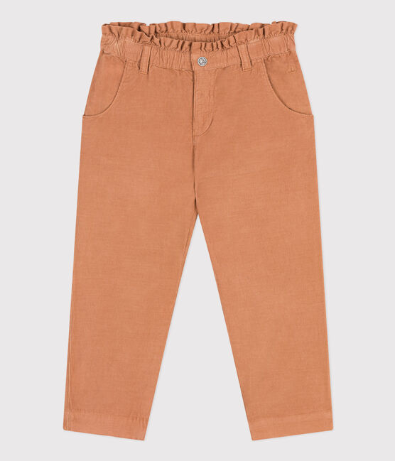 Fijne fluwelen meisjesbroek met wijde pijpen roze SIENNA