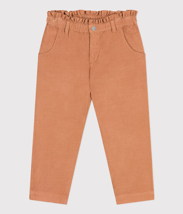 Fijne fluwelen meisjesbroek met wijde pijpen roze