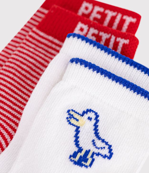 2 paires de chaussettes b&eacute;b&eacute; en coton mouettes et rayures multicouleur